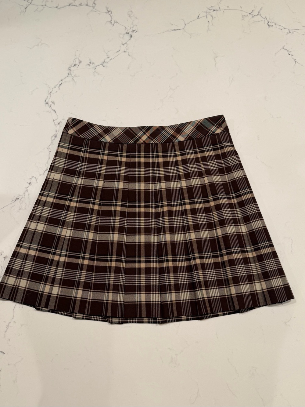 Sunday Best Plaid Circle Skirt in Brown and Cream